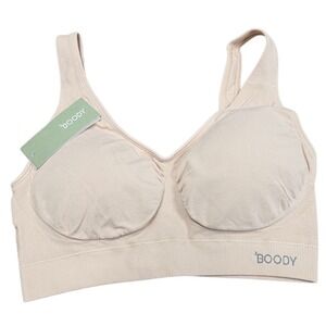 Boody Seamfree Padded Crop Bra Womens Large Shell Beige Bamboo Eco Comfort